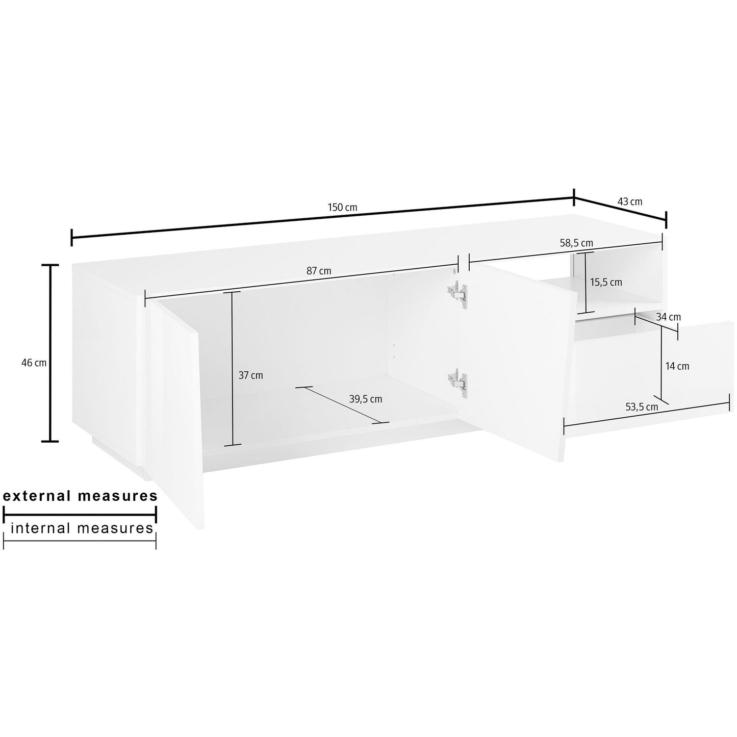VEGA TV meubel 150 - Wit hoogglans