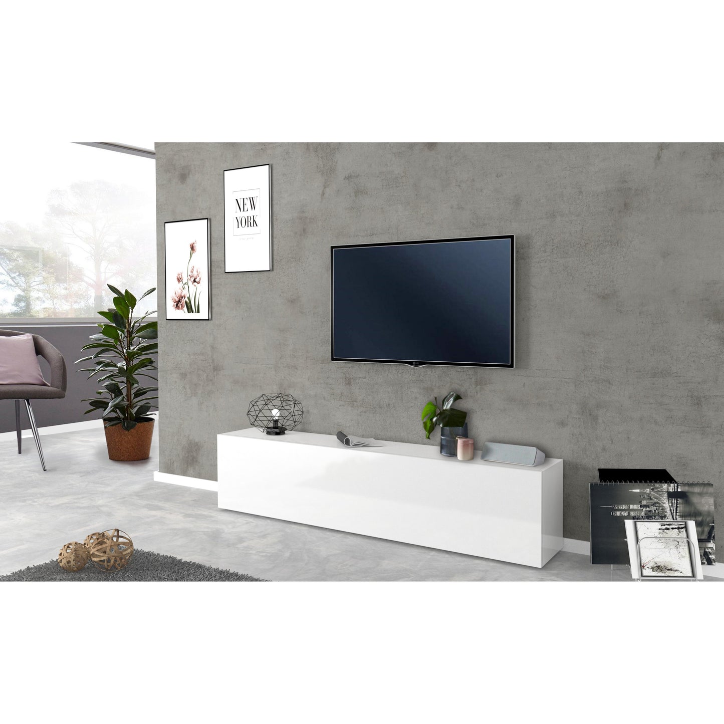 MARUSKA TV meubel 180 - Wit hoogglans