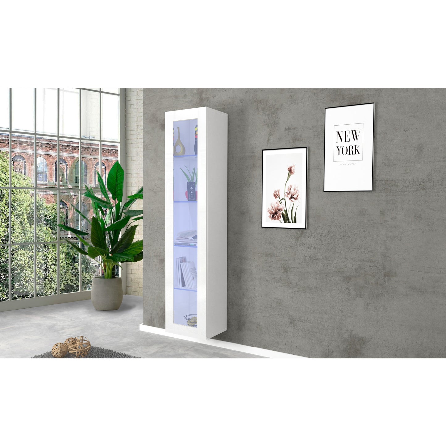 MARUSKA Vitrinekast - Wit hoogglans