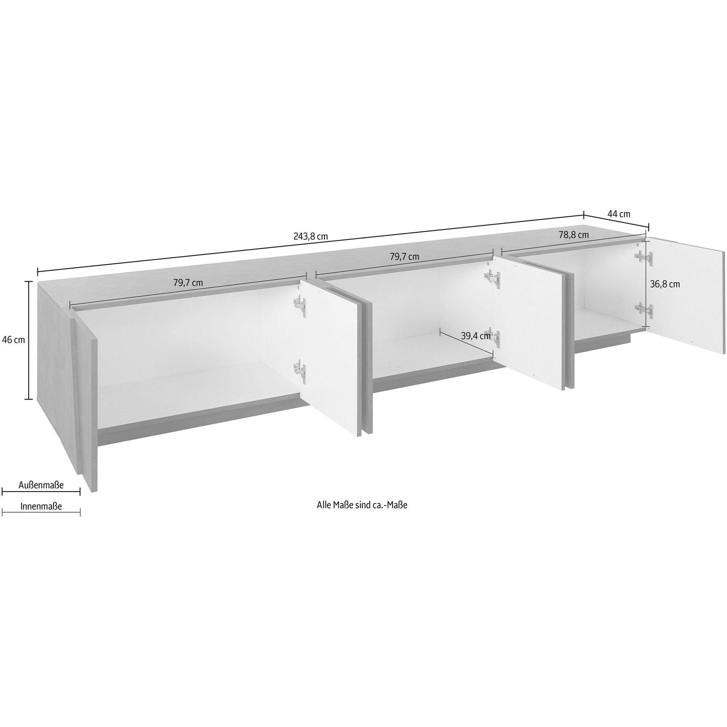 PING TV meubel 240 - wit hoogglans