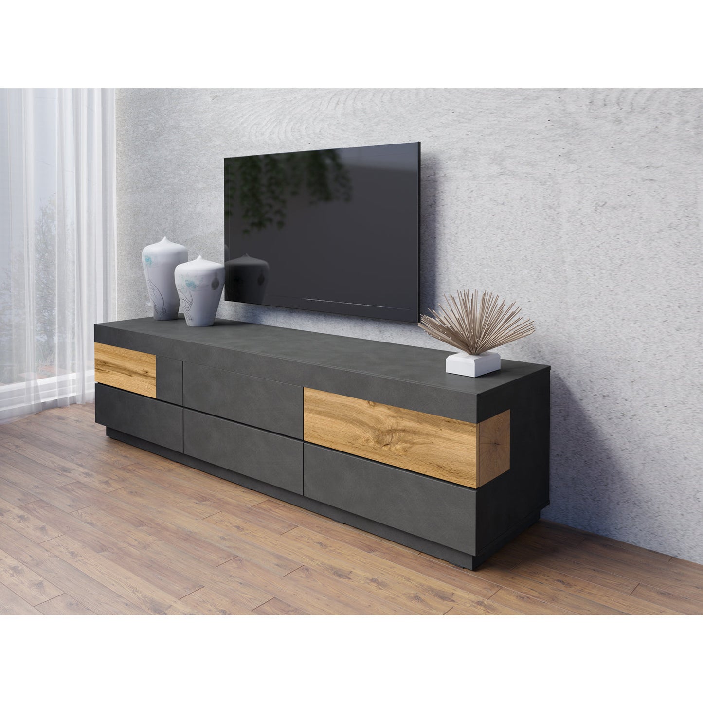 SILKE TV meubel 40 Zwart - Eik