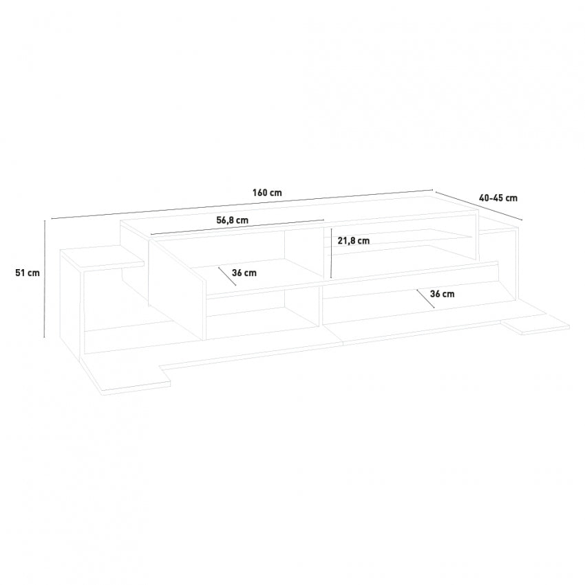 NEW CORO TV meubel 160 Wit hoogglans - Leisteen