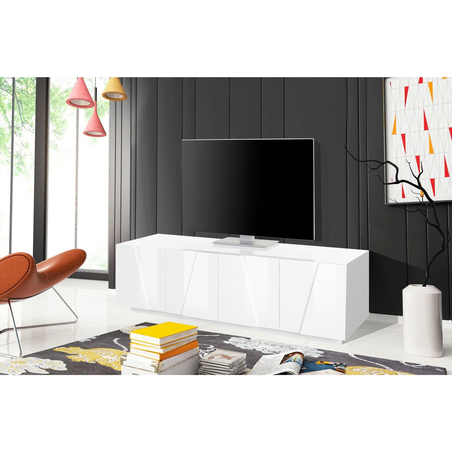 PING TV meubel 160 - Wit hoogglans