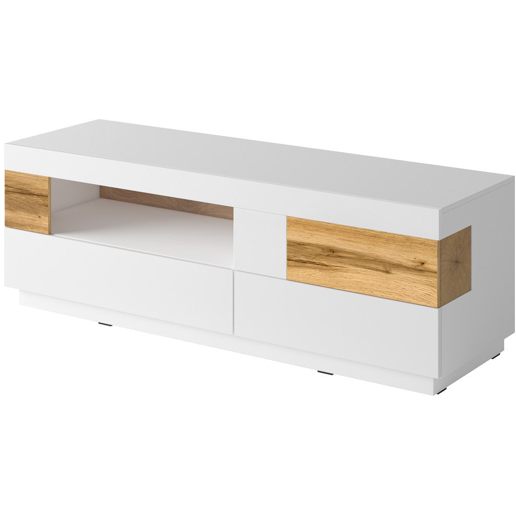 SILKE TV meubel 41 Wit Glans - Eiken