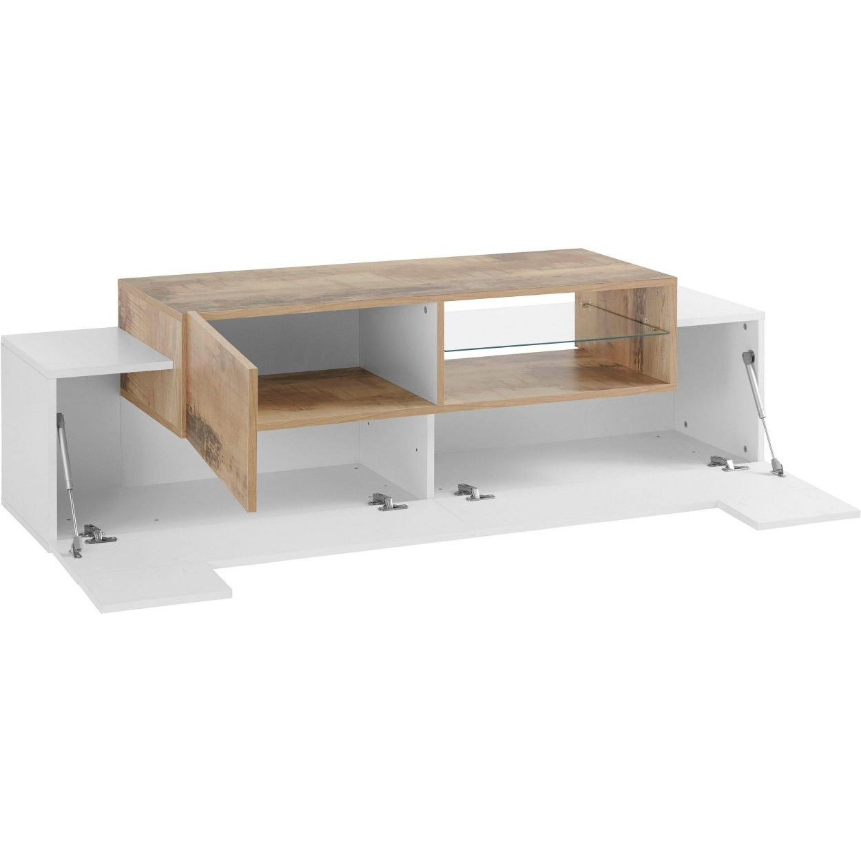 NEW CORO TV meubel 160 Wit hoogglans - Perenhout
