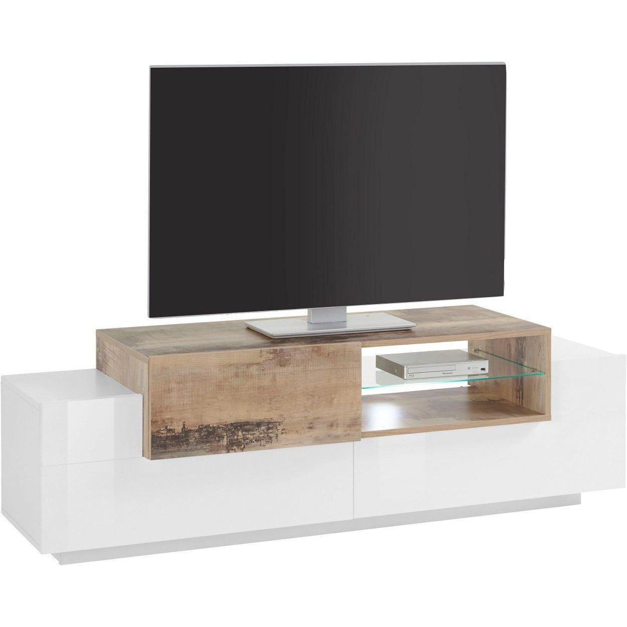 NEW CORO TV meubel 160 Wit hoogglans - Perenhout