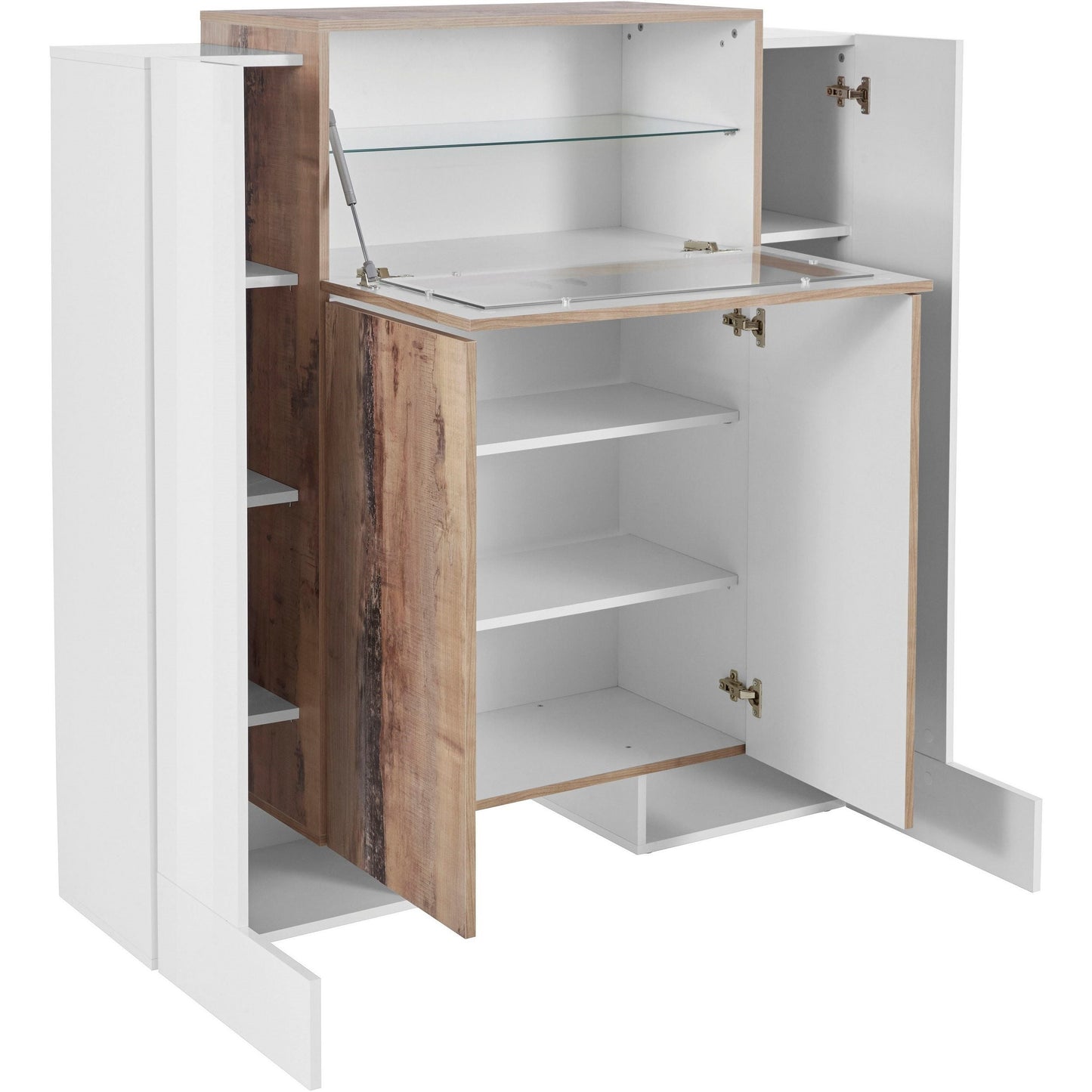 PILLON Vitrinekast Wit hoogglans - Perenhout