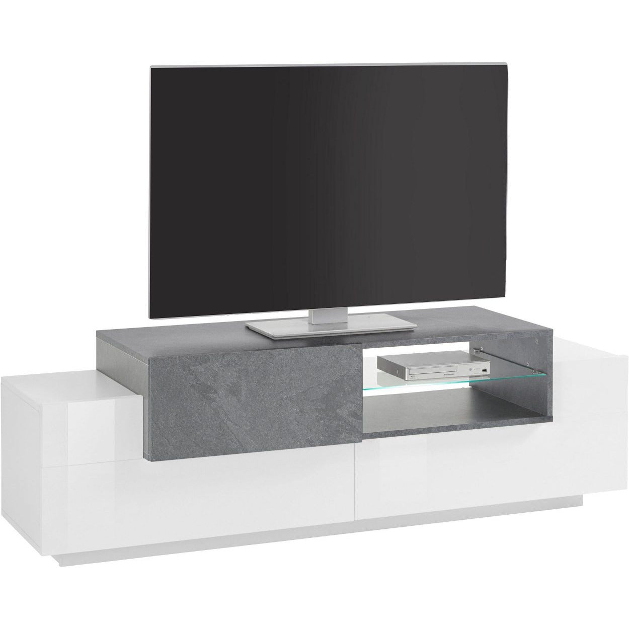 NEW CORO TV meubel 160 Wit hoogglans - Leisteen