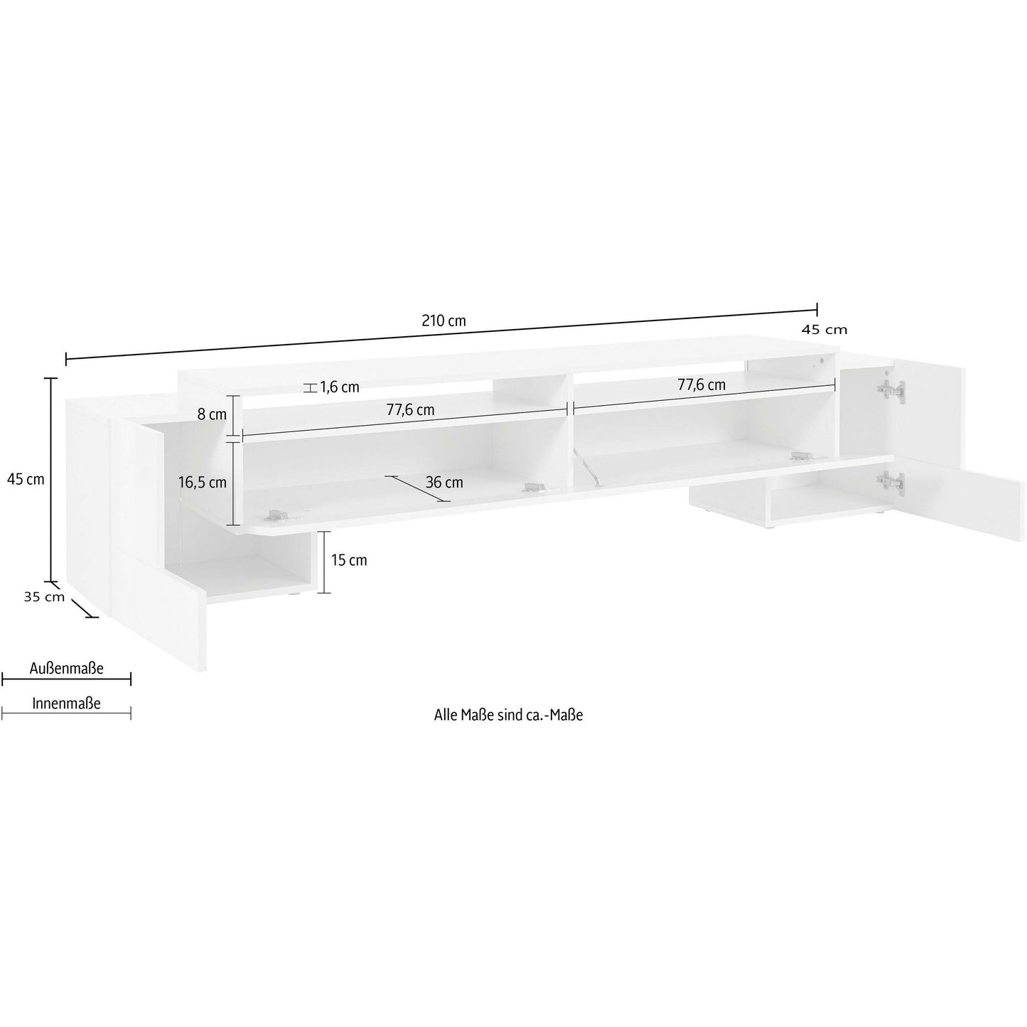 PILLON TV meubel 210 - Wit hoogglans