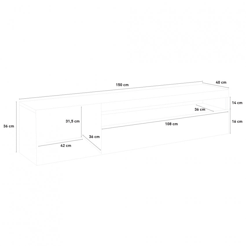 DAIQUIRI TV meubel 150 - Betonkleur