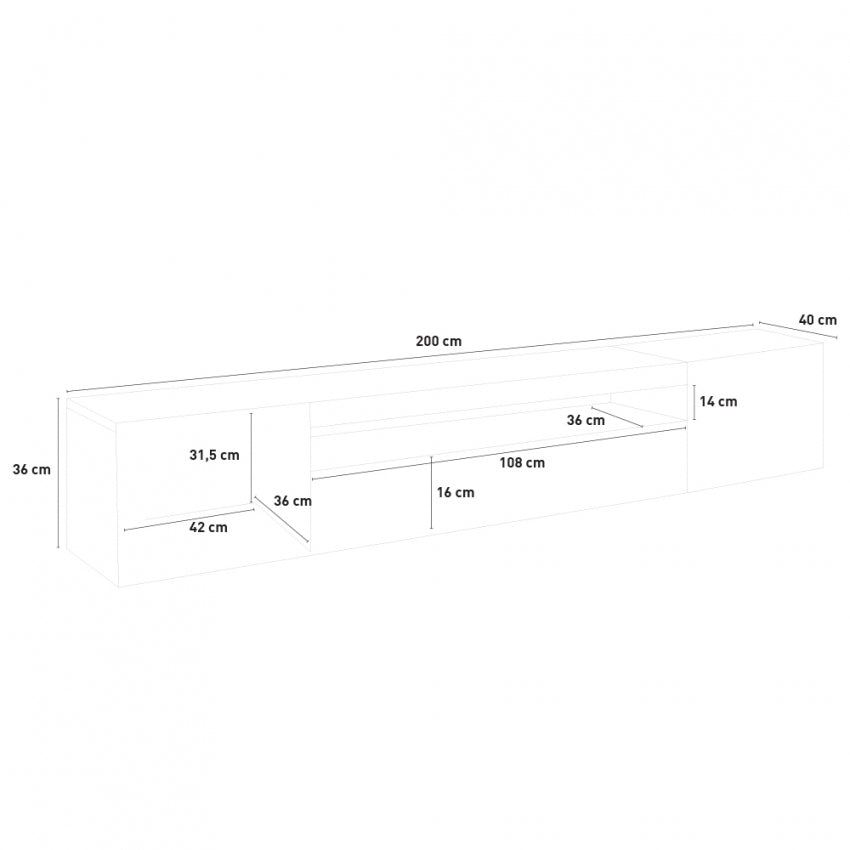 DAIQUIRI TV meubel 200 - Wit hoogglans