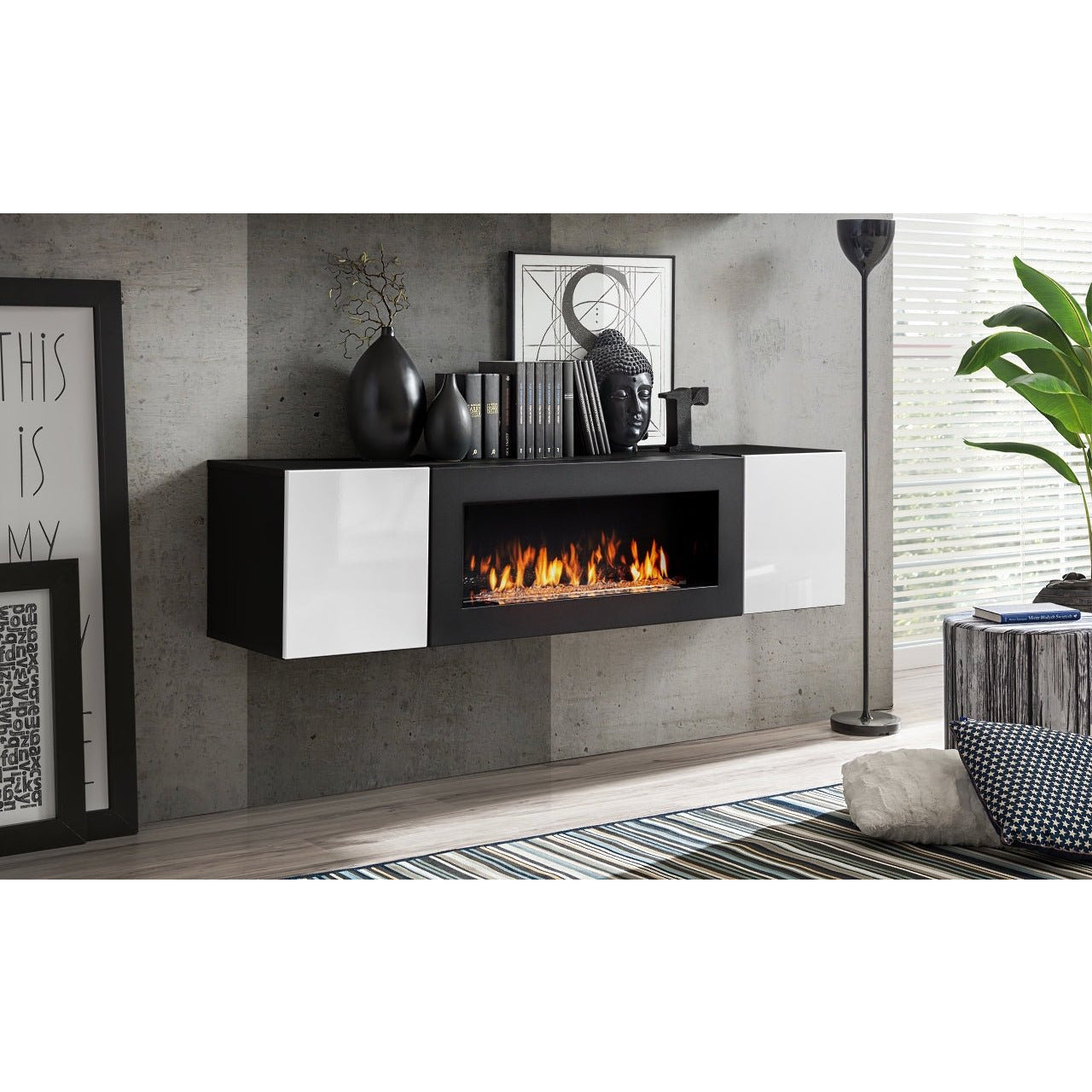 FLY M2 meubel met open haard ZW - Misterinterior