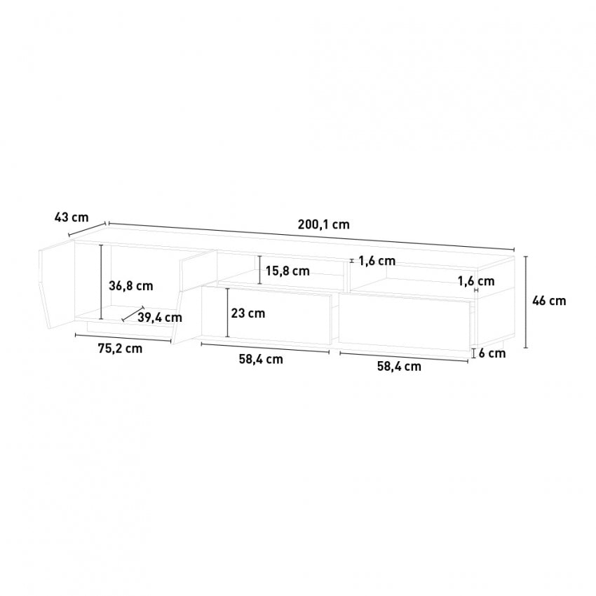 ALIEN TV meubel 220 2A2C - Wit hoogglans