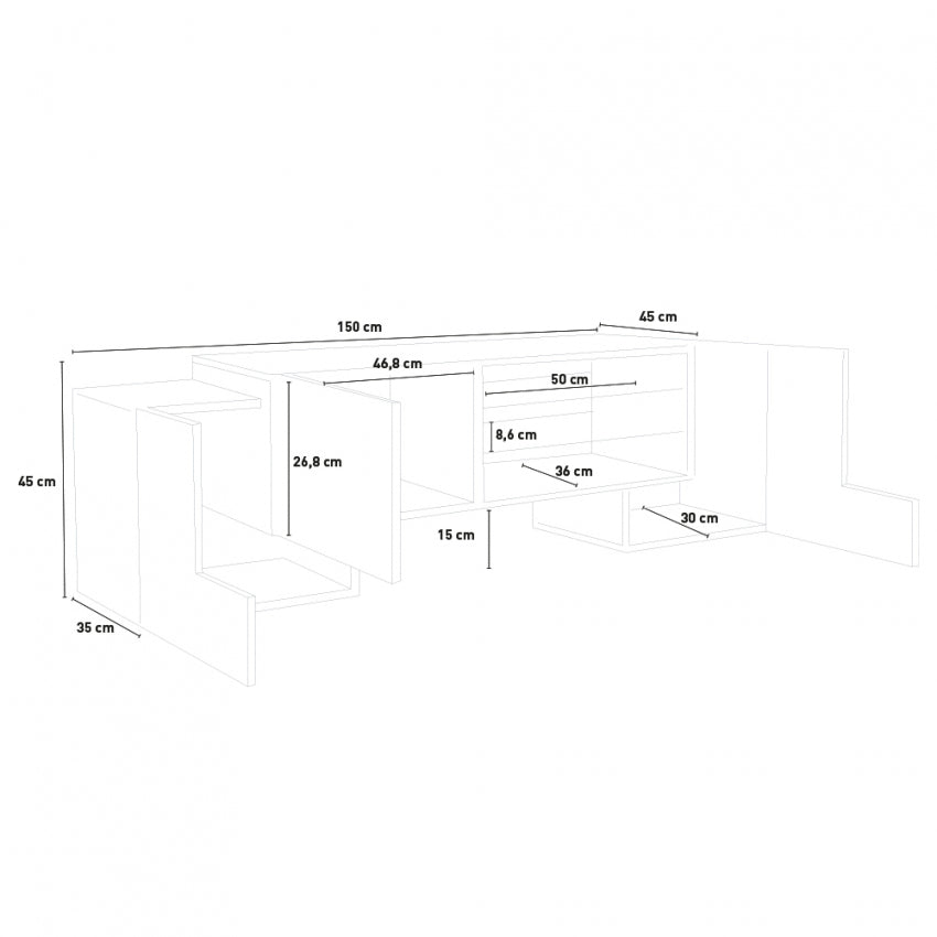 PILLON TV meubel 150 - Wit hoogglans