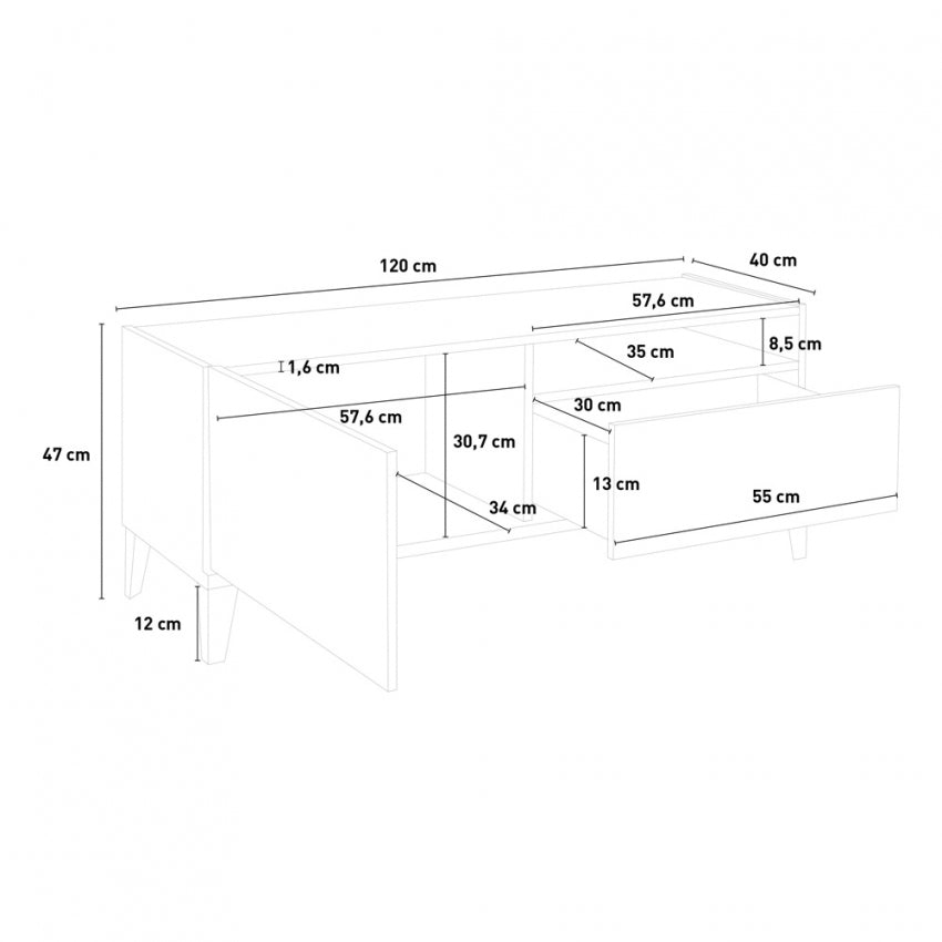 SUNRISE TV meubel 120 - Leisteen