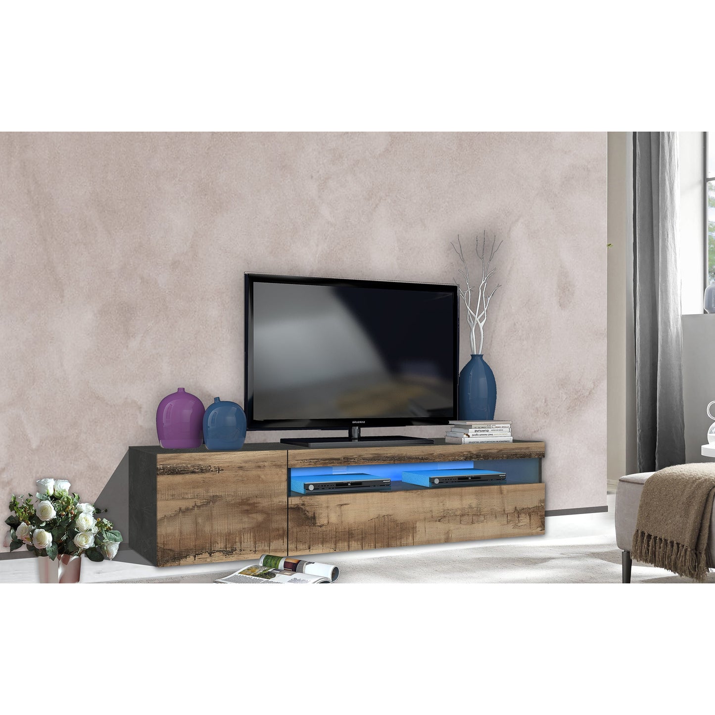 DAIQUIRI TV meubel 150 - Leisteen/mangohout