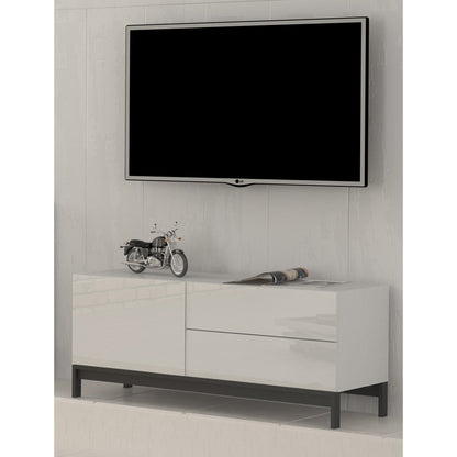 METIS TV meubel 110 met stalen poten - Wit hoogglans