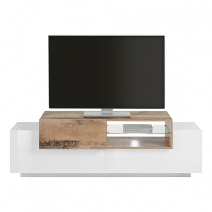 NEW CORO TV meubel 160 Wit hoogglans - Perenhout