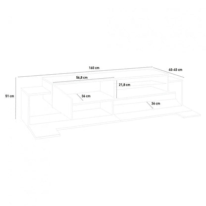 NEW CORO TV meubel 160 Wit hoogglans - Leisteen