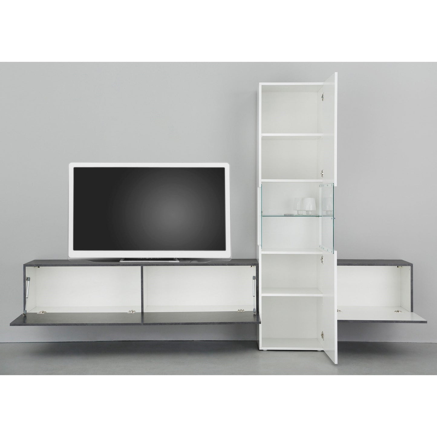 INCONTRO TV meubel Wit hoogglans - Leisteen