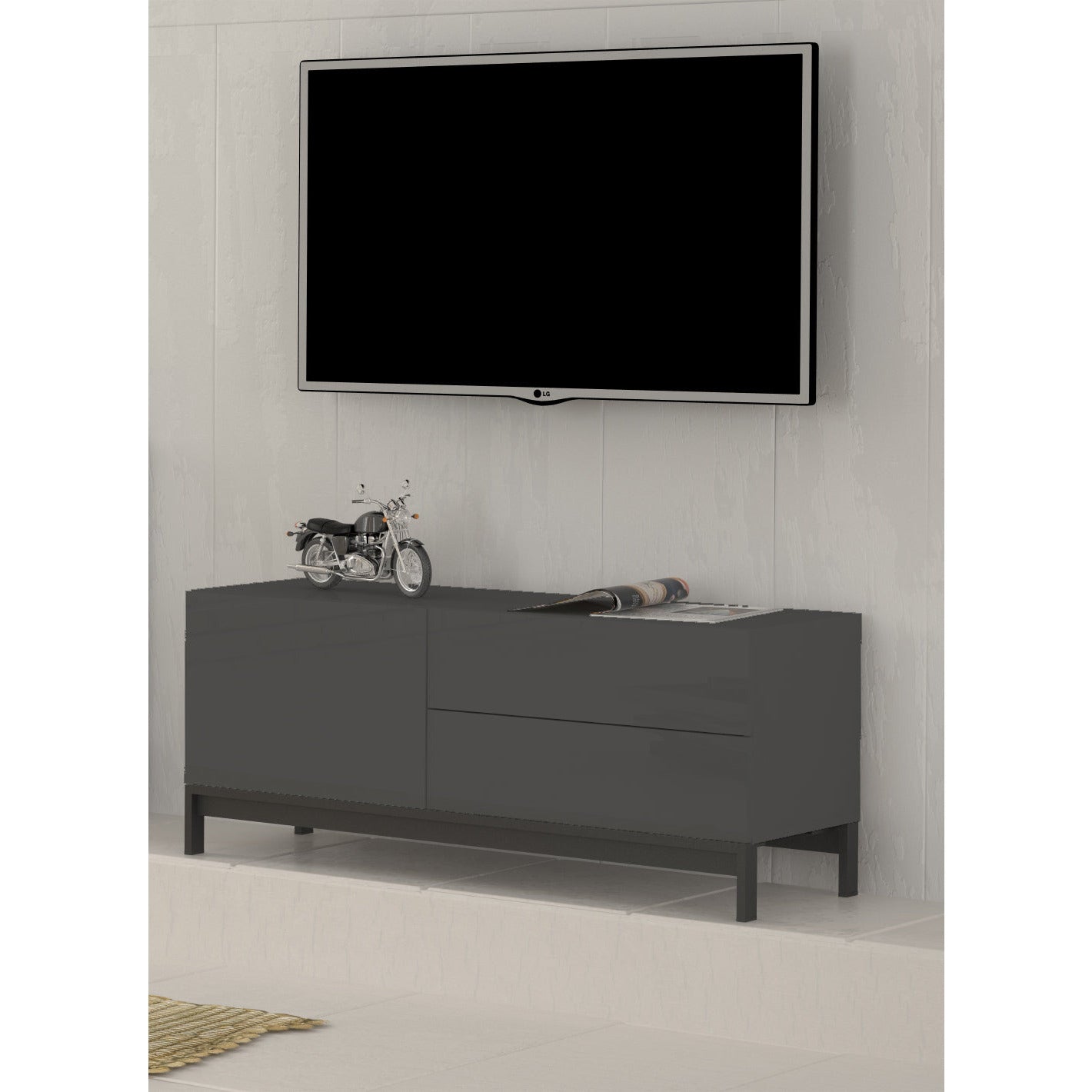 METIS TV meubel 110 met stalen poten - Antraciet