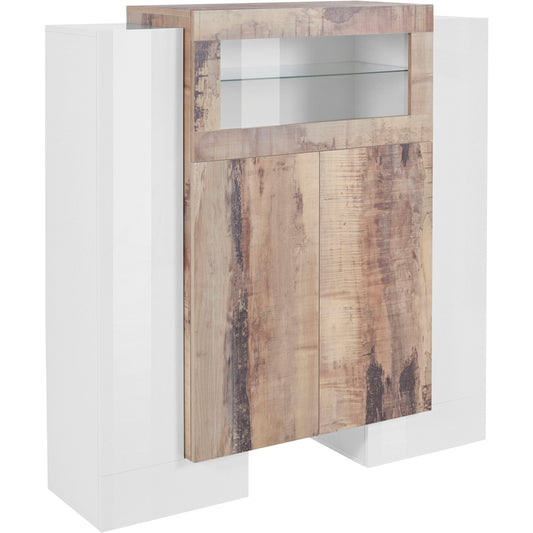 PILLON Vitrinekast Wit hoogglans - Perenhout