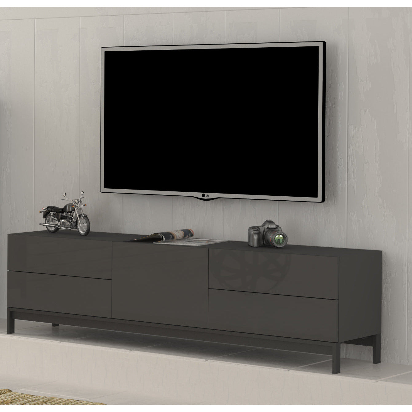 METIS TV meubel 170 metalen poten - Antraciet
