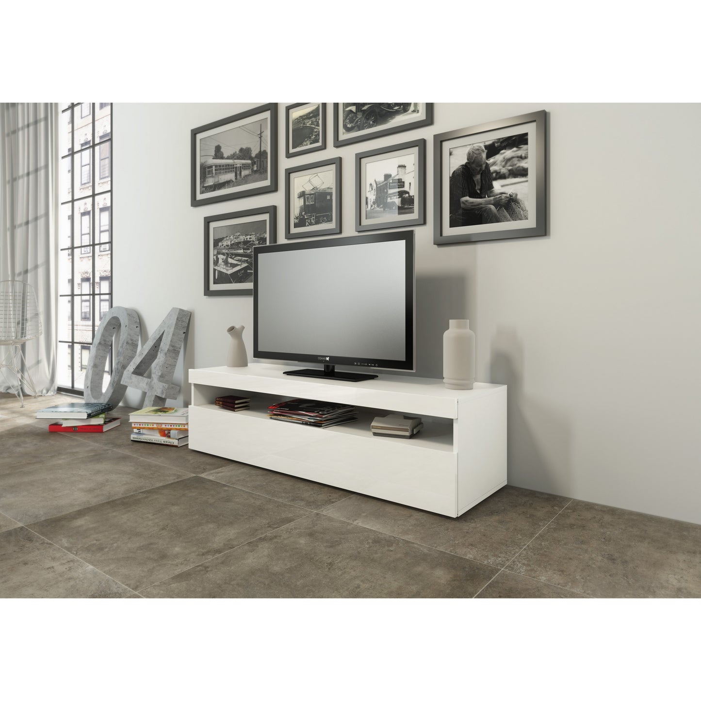 BURRATTA TV meubel 130 - Wit hoogglans