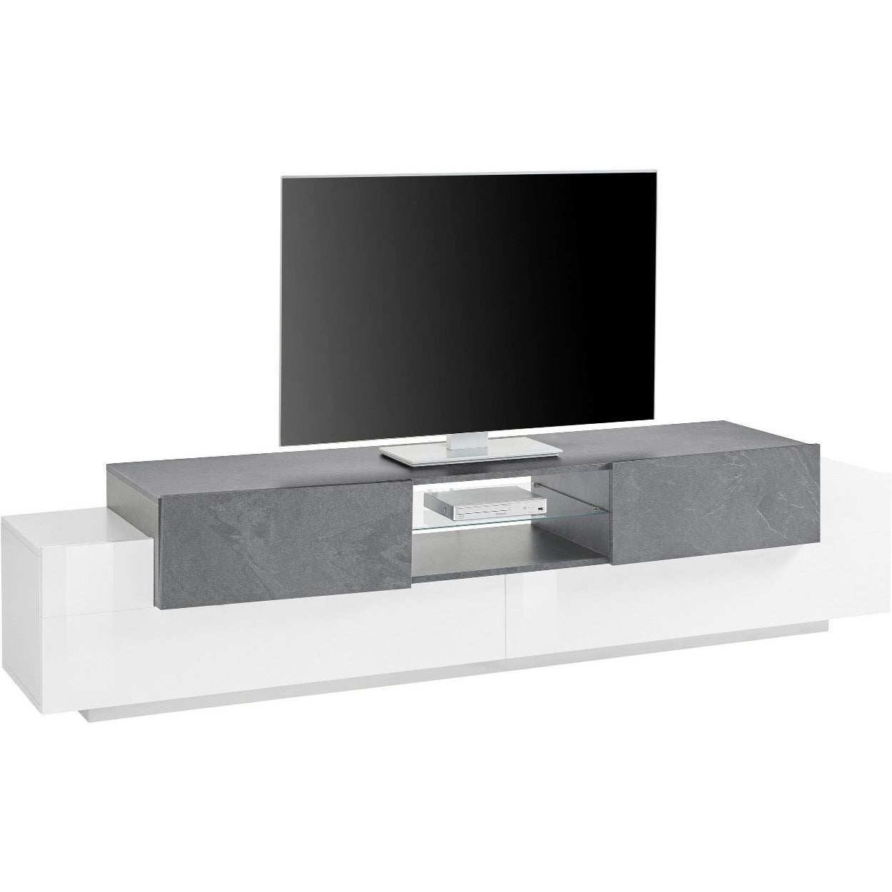 NEW CORO TV meubel 220 Wit hoogglans - Leisteen