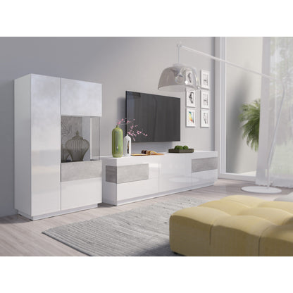 SILKE TV meubel 40 Wit Glans - Beton