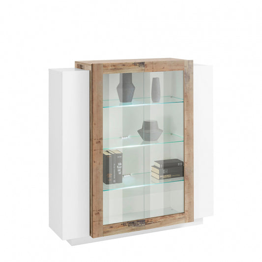 NEW CORO Vitrinekast Wit hoogglans - Perenhout