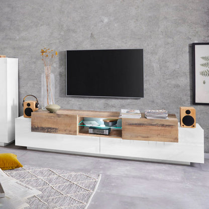 NEW CORO TV meubel 220 Wit hoogglans - Perenhout