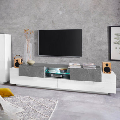 NEW CORO TV meubel 220 Wit hoogglans - Leisteen