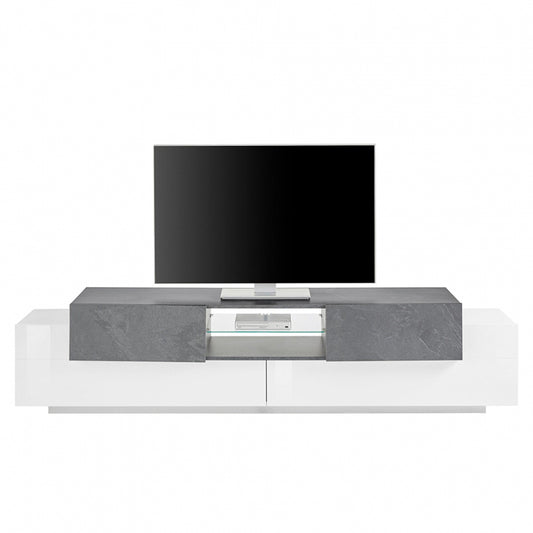 NEW CORO TV meubel 220 Wit hoogglans - Leisteen