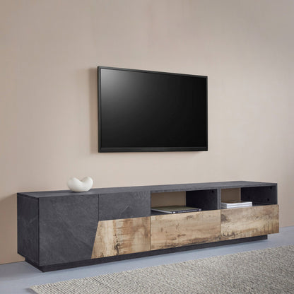 ALIEN TV meubel 220 2A2C - Leisteen/Perenhout